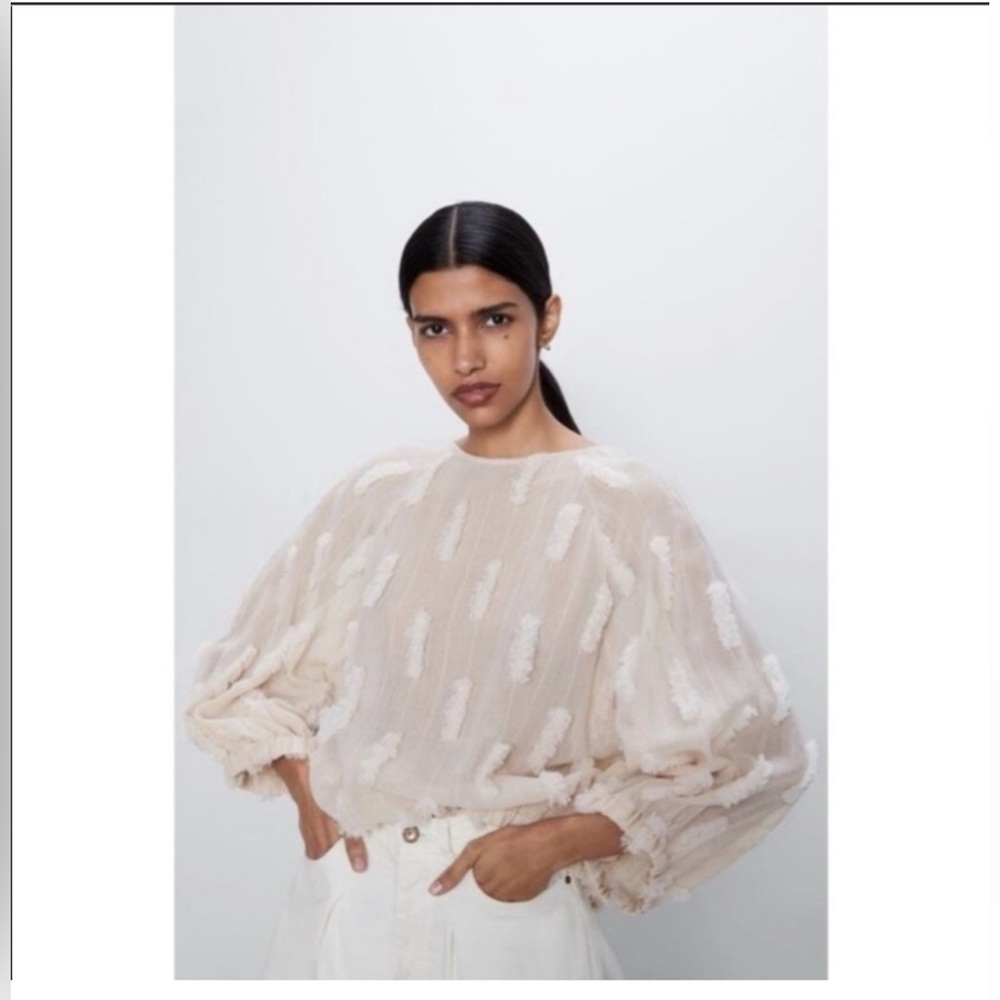 Zara Cream Textured Blouse